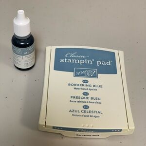 Stampin' Up Ink Pad Bordering Blue Classic Refill Ink Bottle Set Scrapbook Craft